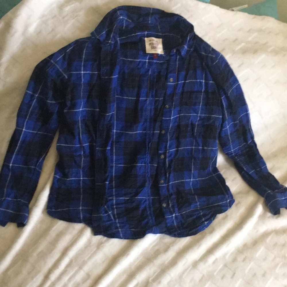 Blue button down flannel shirt
